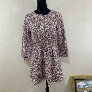 Pomander Place Floral Tie-Waist Dress in Pink, White, Yellow, Green